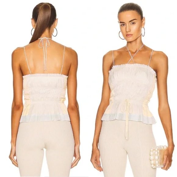 NWT Ulla Johnson Calista Peplum Tank in Opal - Picture 2 of 13